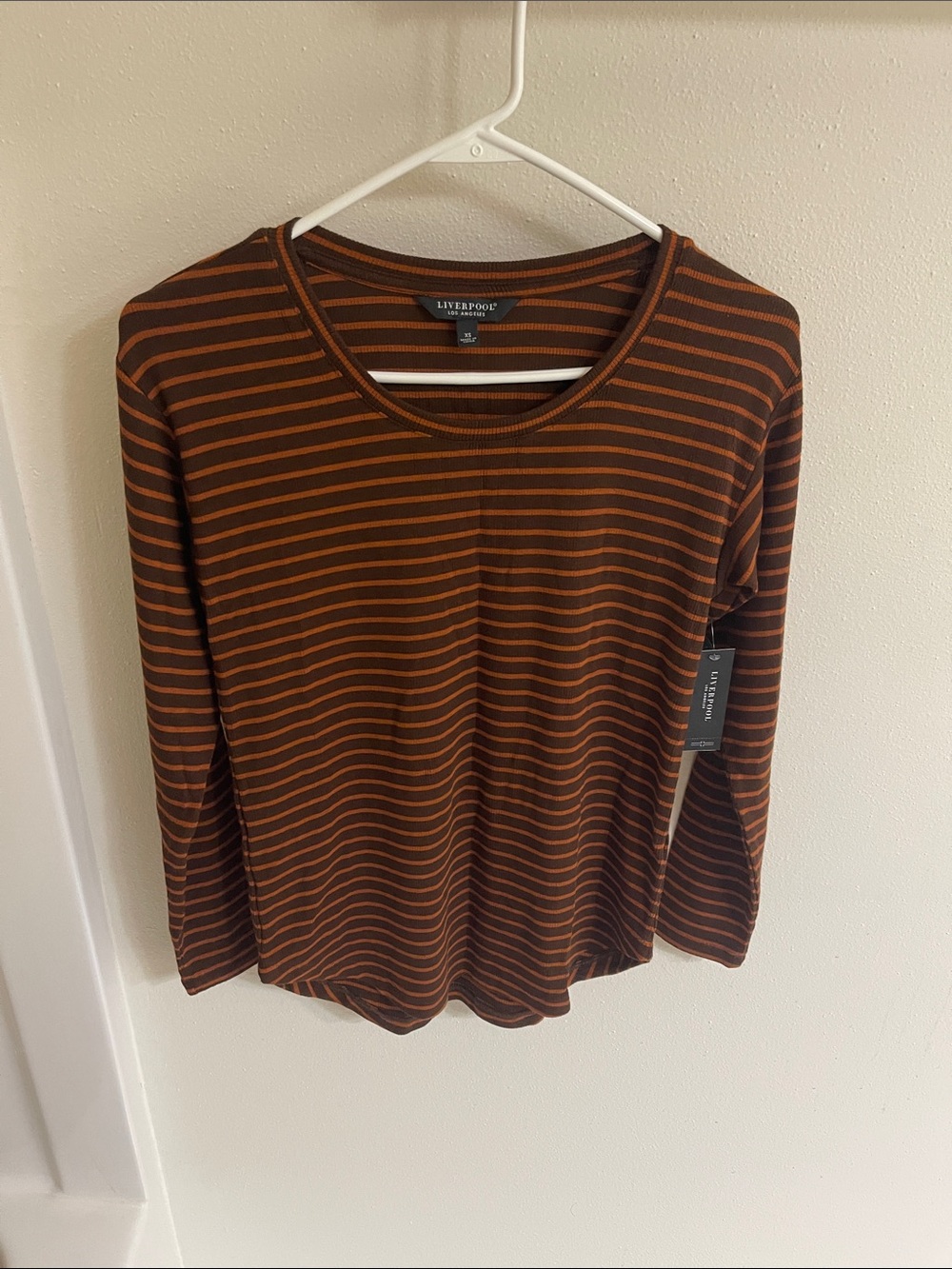 Women's Brown & Orange Striped Long Sleeve Tee